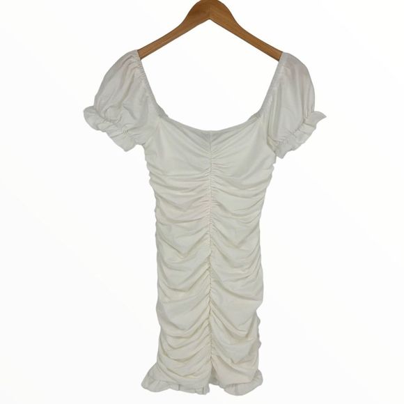 Hello Molly Montage Moment Dress in White size 4/Small NWT Ruched Off Shoulder - Picture 10 of 15